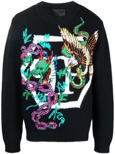 Philipp Plein pull à motif en intarsia - Noir