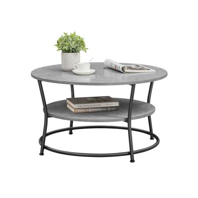 Salontafel met 2 planken, betongrijs + inktzwart