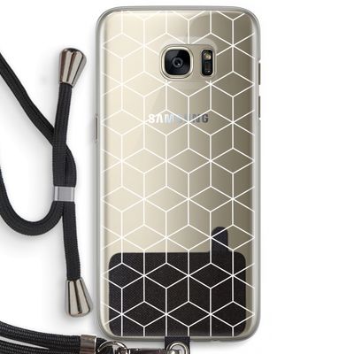Zwart-witte kubussen: Samsung Galaxy S7 Edge Transparant Hoesje met koord