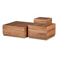 WOOOD Pim Bijzettafels - Hout - Walnoot - 30x70x70|35x55x55|40x40x40