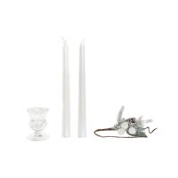 Kaarsenset DKD Home Decor Wit Kerstmis 21 x 10 x 5 cm 2 x 2 x 20 cm (4 Onderdelen)