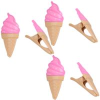 Gerimport Handdoekknijpers - 6x - bruin - ijsje - handdoekklem - kunststof