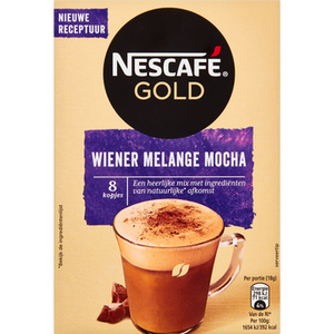 Nescafe Gold Wiener Melange Mocha oploskoffie  8 zakjes Aanbieding bij Jumbo |  2 doosjes a 710 zakjes