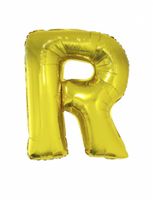 Folieballon goud letter 'R' groot - thumbnail