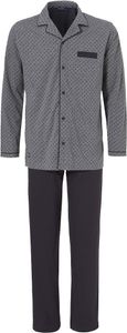 Doorknoop pyjama jersey grijs met printje