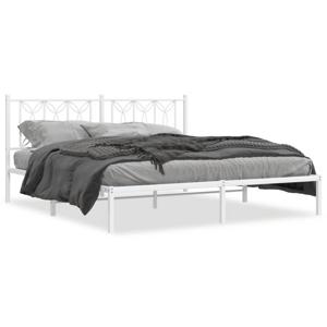 Bedframe met hoofdbord metaal wit 180x200 cm