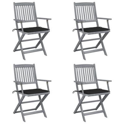 Tuinstoelen 4 st inklapbaar met kussens massief acaciahout