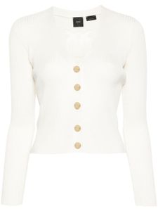 PINKO cardigan à logo contrastant - Blanc