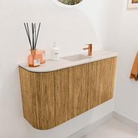 Toiletmeubel Mondiaz Joya Dlux | 83.2 cm | Meubelkleur Oak | Faye wastafel Meli Wasbak Midden | 1 kraangat