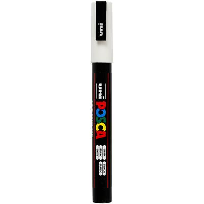 Uni-Posca Posca marker, afm pc-3m, lijndikte 0,9-1,3 mm, fijn, wit, 1 stuk