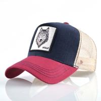 Katoenen geborduurde dierlijke Baseballcap (Red1 Wolf)