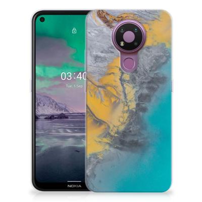 Nokia 3.4 | TPU | Siliconen hoesje | Marble Blue Gold