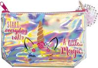 Unicorn kinder toilettasje etui make-up tasje holografisch met print 19.5x13cm Unicorn kinder toilettasje etui make-up tasje holografisch met print 19.5x13cm