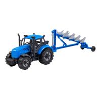 Cavallino tractor met ploeg blauw, schaal 1:32