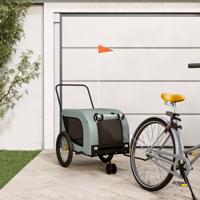 Hondenfietstrailer oxford stof en ijzer grijs en zwart - thumbnail