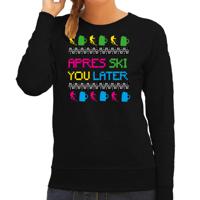 Apres ski sweater voor dames - apres ski you later - zwart - kleurrijk - wintersport - thumbnail