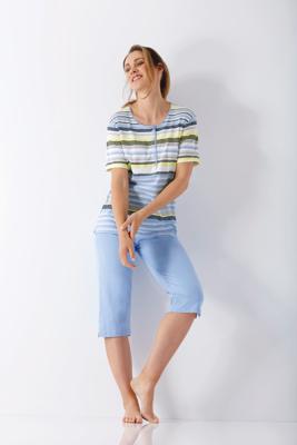 Hajo dames pyjama blauw en strepen