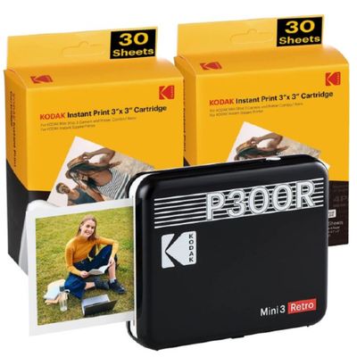 Kodak Mini 3 Retro Photo Printer Black + 60 Sheets Bundle