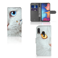 Samsung Galaxy A20e Telefoonhoesje met Pasjes Witte Kat