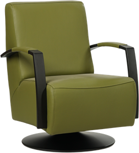 Groene leren industriële draaifauteuil Mood - staal zwart frame met schotelvoet - Toledo Leer Apple Green (groen leer)