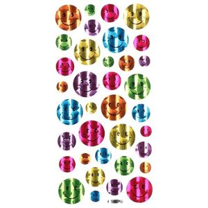 Gekleurde metallic smiley stickervel 36 stuks   -