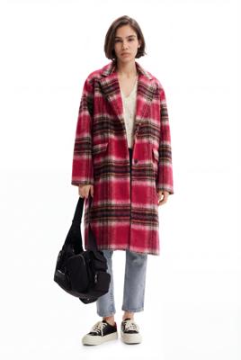 Geruite wollen jas - RED - L