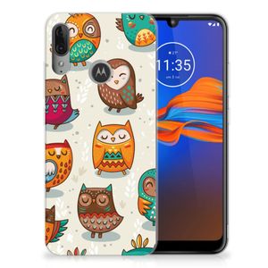 Motorola Moto E6 Plus TPU Hoesje Vrolijke Uilen