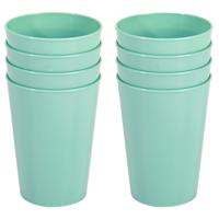 Onbreekbare drinkglazen - set 8x stuks - kunststof - mintgroen - 300 ml - camping/outdoor/kinderen