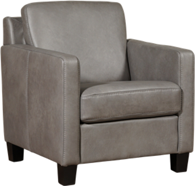 Grijze leren landelijke fauteuil Smart - poot hout zwart - Granada leer Steel (grijs leer)