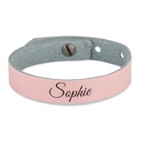 Leren armband voor meisjes graveren - Roze - thumbnail