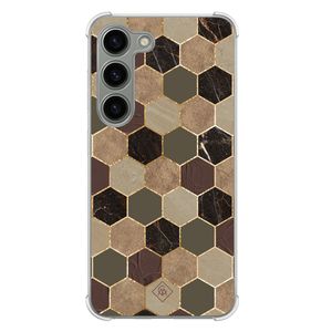 Samsung Galaxy S23 siliconen shockproof hoesje - Kubus groen bruin