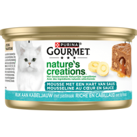 PURINA® Gourmet® Nature&apos;s Creations Mousse met een Hart van Saus, Rijk aan Kabeljauw Kattenvoer 85g bij Jumbo