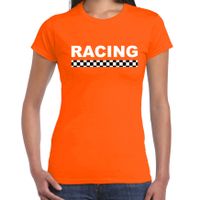 Racing coureur supporter / finish vlag t-shirt oranje voor dames