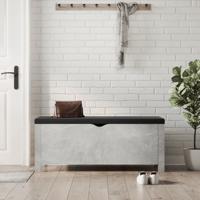 Opbergdoos met kussen betongrijs 105x40x45 cm