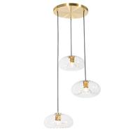 QAZQA Art Deco hanglamp goud met glas rond 3-lichts - Ayesha - thumbnail