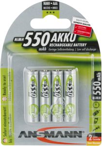 Ansmann Blister 4 X Accu, AAA, 550 mAh AAA / HR03 Nikkel-Metaalhydride (NiMH)