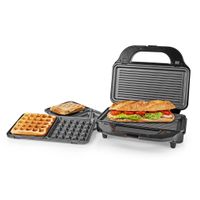 Nedis KAMG120FBK Multi Grill Grill / Sandwich / Waffle 900 W 28 X 15 Cm Automatische Temperatuurregeling Kunststof / Roestvrij Staal - thumbnail