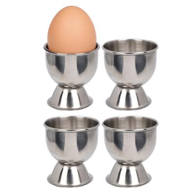 Eierdopjes - zilver - RVS /metaal - set 4x stuks - Dia 5 cm - op voet