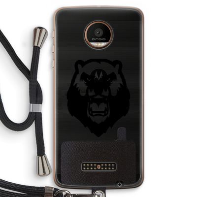 Angry Bear (black): Motorola Moto Z Force Transparant Hoesje met koord