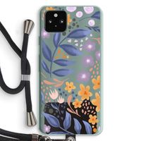 Flowers with blue leaves: Pixel 5a 5G Transparant Hoesje met koord Flowers with blue leaves: Pixel 5a 5G Transparant Hoesje met koord