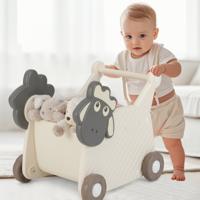 Schaapwandelaar Opbergwagen voor Kinderen 18-Liter Inhoud voor het Ontwikkelen van Motorische Vaardigheden Zit-Sta Looprek Beige