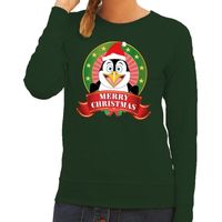 Foute kersttrui groen met pinguin voor dames 2XL (44)  -