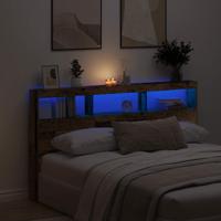 Hoofdbordkast met LED 180x17x102 cm oud hout