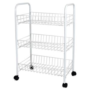 Witte keuken trolley met manden 40 x 26 x 62 cm