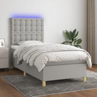 Boxspring met matras en LED stof lichtgrijs 80x200 cm