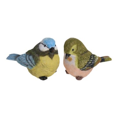 Tuin/huis decoratie beeldjes set van 2x vogeltjes - polystone - 12 cm Tuin/huis decoratie beeldjes set van 2x vogeltjes - polystone - 12 cm