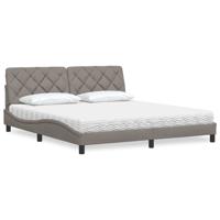 Bed met matras stof taupe 180x200 cm