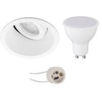 LED Spot Set GU10 - Inbouw Rond - Mat Wit - 4W - Warm Wit Licht 3000K - Kantelbaar - Ø93mm