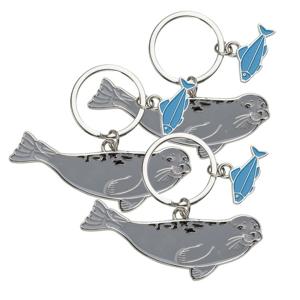 Dieren Sleutelhanger - 6x stuks - zeehond - metaal - 5 cm - Dieren cadeau artikelen