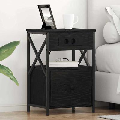 Bedside kasten 2 pcs Zwart eiken 40 x 31 x 60 cm Bewerkt hout
